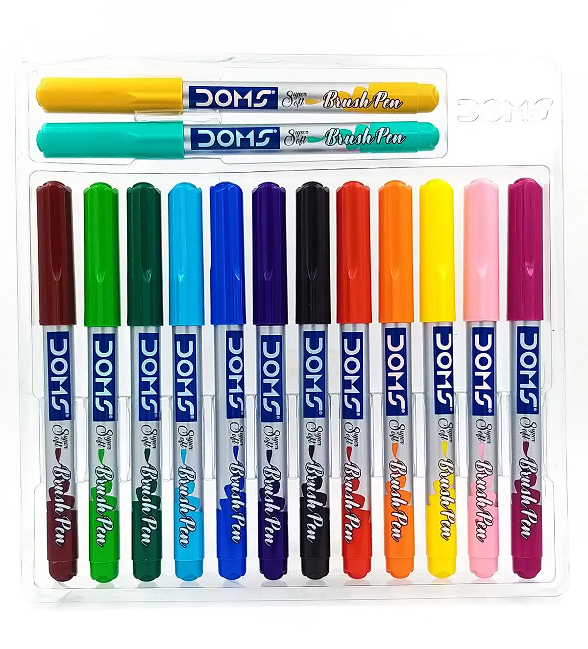 DOMS Brush Pen Set | 14 Shades | Water-Based Ink