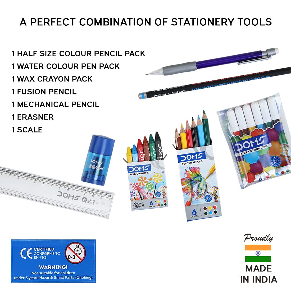Doms Plastic Wow Craft Kit | Combination of 7 Stationery Items, Multicolor