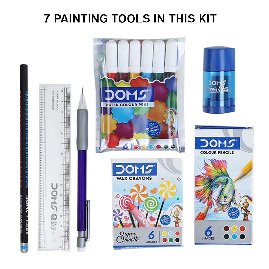 Doms Plastic Wow Craft Kit | Combination of 7 Stationery Items, Multicolor