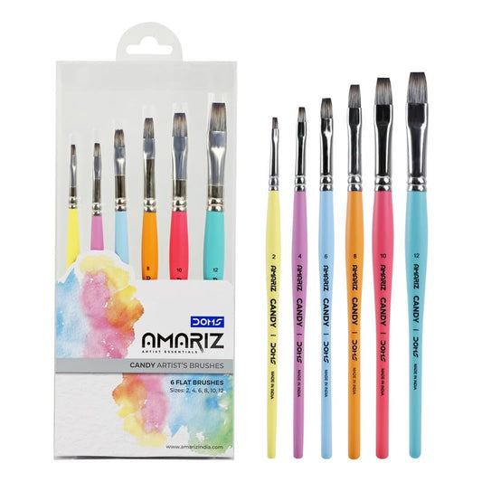 DOMS AMARIZ Candy Brush Flat | Set of 6 | Sizes 2, 4, 6, 8, 10, 12