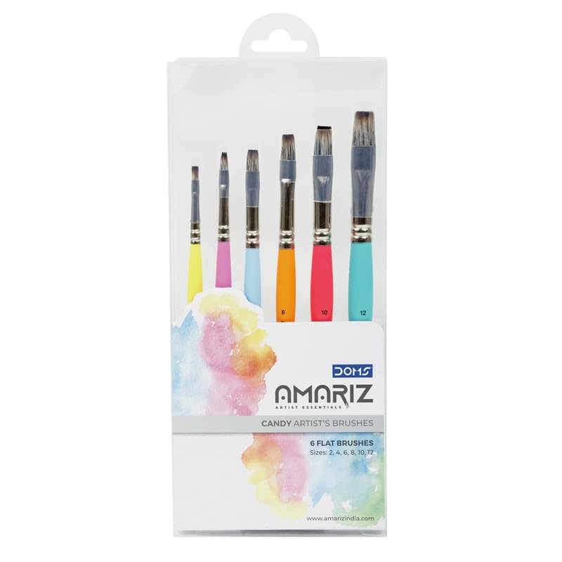 DOMS AMARIZ Candy Brush Flat | Set of 6 | Sizes 2, 4, 6, 8, 10, 12