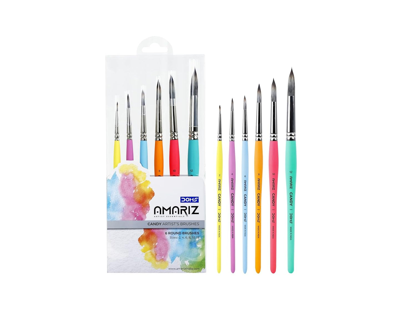 DOMS AMARIZ Candy Brush Round | Set of 6 | Sizes 2, 4, 6, 8, 10, 12