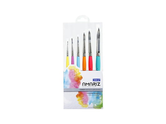 DOMS AMARIZ Candy Brush Round | Set of 6 | Sizes 2, 4, 6, 8, 10, 12