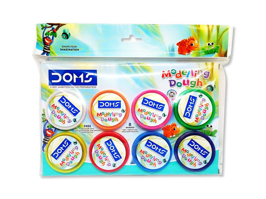 DOMS Soft Modelling Dough Clay | 8 Vibrant Shades | Non Toxic| With 6 Shape Toys