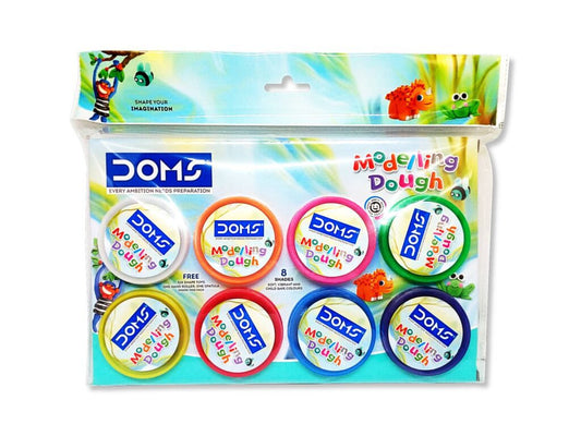 DOMS Soft Modelling Dough Clay | 8 Vibrant Shades | Non Toxic| With 6 Shape Toys