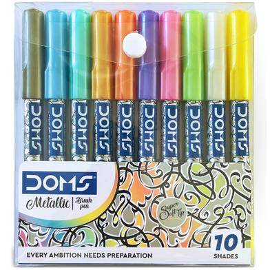 DOMS Metallic Brush Pen Set | 10 Assorted Shades
