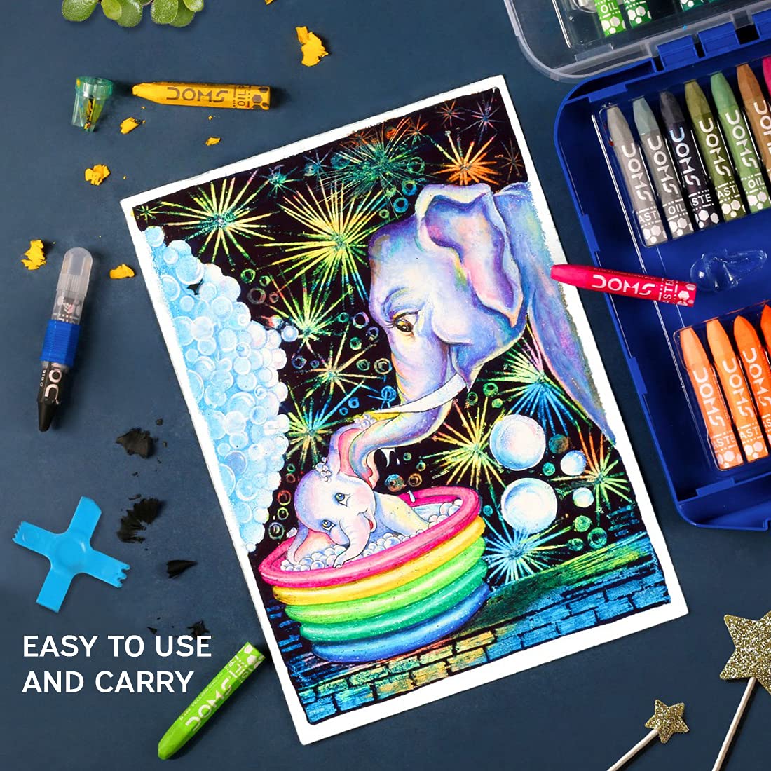 Doms 25 Shades Oil Pastels | Comes In Hard Plastic Case | Pack of 1