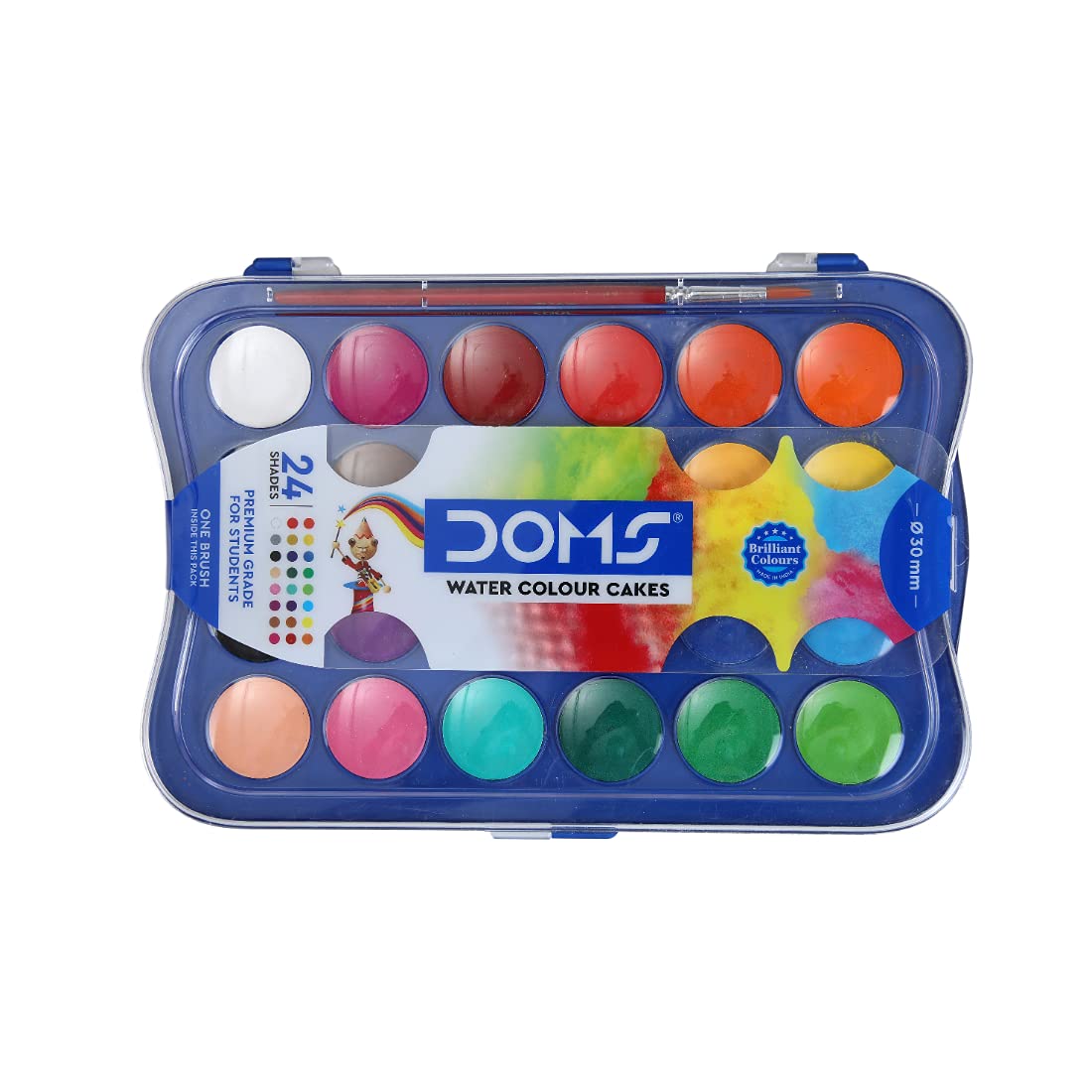 Doms 24 Shades 30mm Water Colour Cakes | Free Brush Inside | | Pack of 1