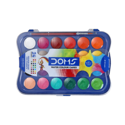 Doms 24 Shades 30mm Water Colour Cakes | Free Brush Inside |  | Pack of 1