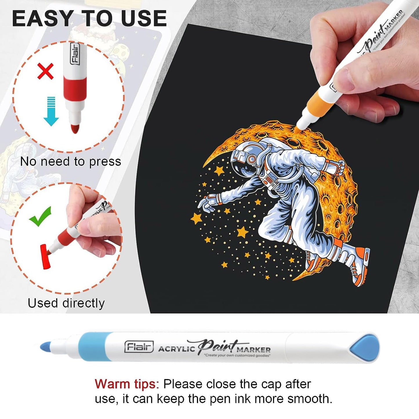 FLAIR Creative Series Acrylic Paint Marker Set | Non-Toxic | 12 Shades