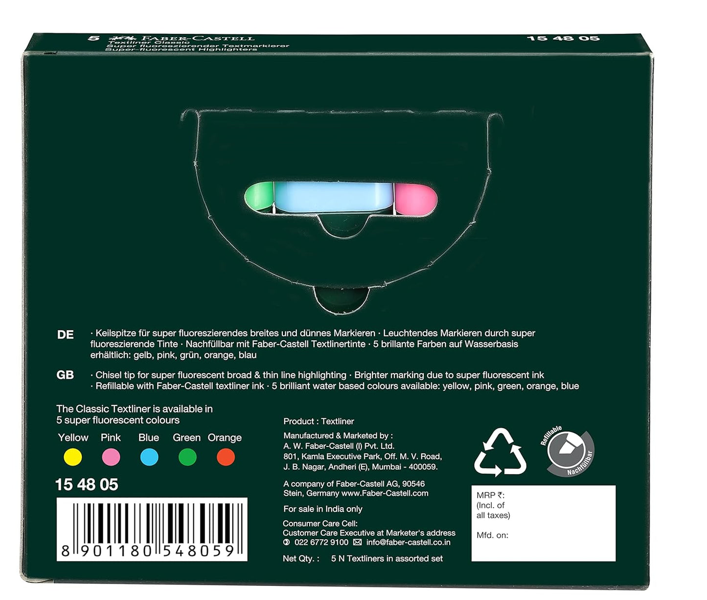 Faber-Castell Fine Highlighter Set | Pack of 5