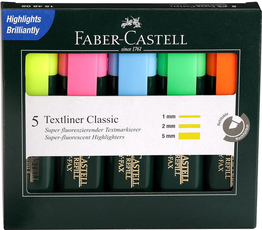 Faber-Castell Fine Highlighter Set | Pack of 5