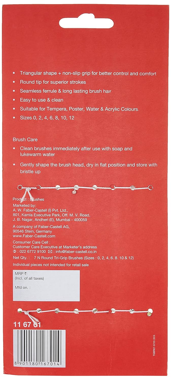 Faber-Castell Tri-Grip Brush - Round, Pack of 7
