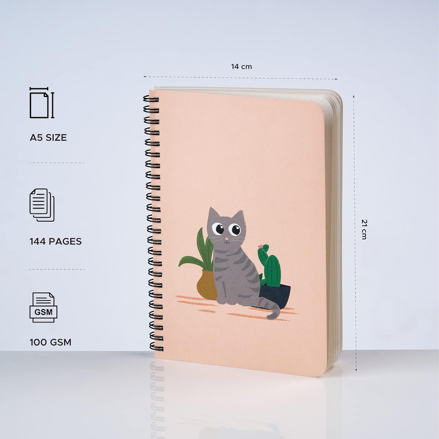 FACTOR NOTES Spiral-Bound Notebook: 100 GSM | A5 | 144 Pages | Plain