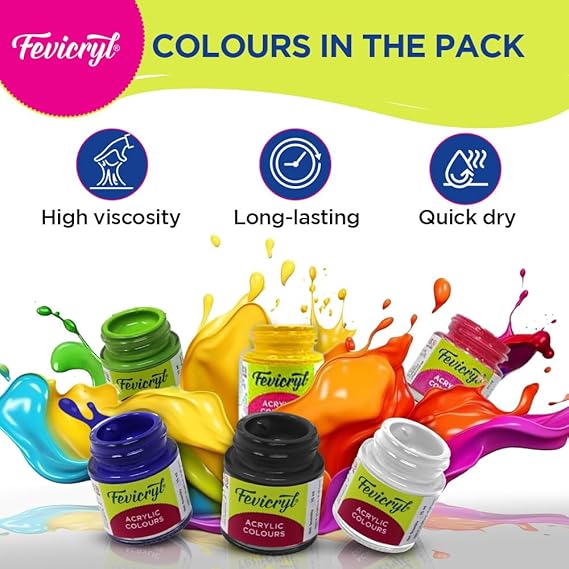 Fevicryl Acrylic Colours Lilac Kit | 6 Colours | 10 ml |