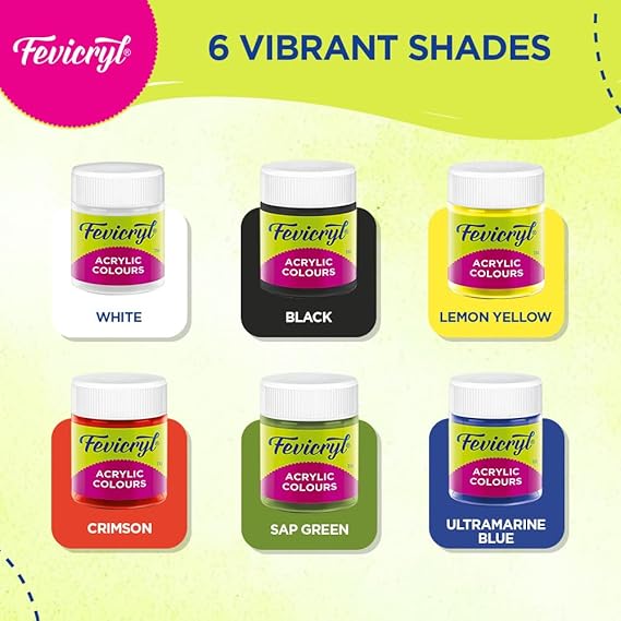 Fevicryl Acrylic Colours Lilac Kit | 6 Colours | 10 ml |