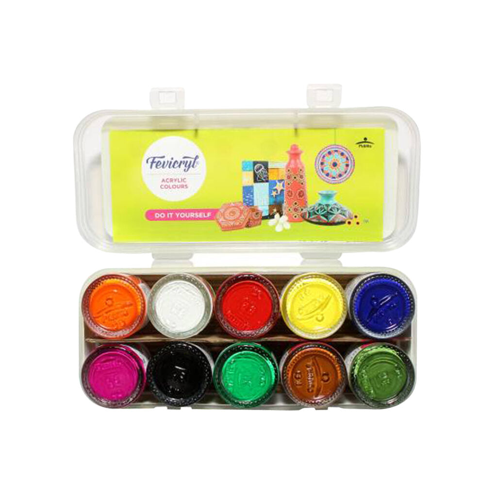 Fevicryl Acrylic Colours Sunflower Kit | 10 Colours | 15 ml
