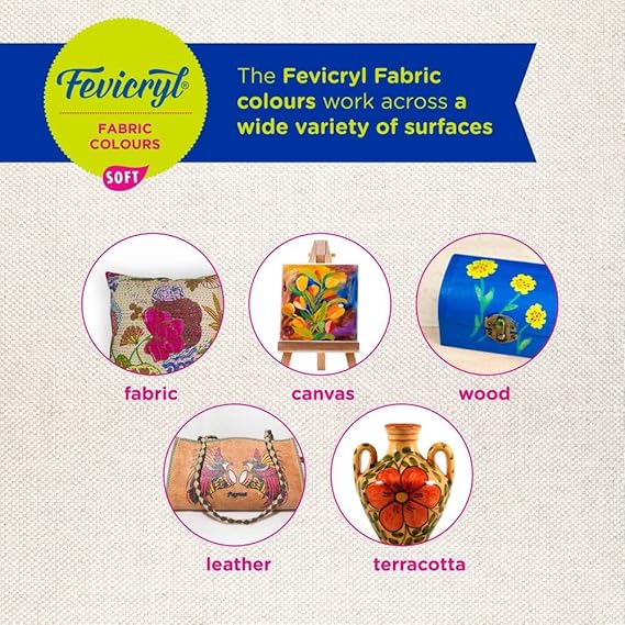 Pidilite Fevicryl Fabric Colour Set | 20ml | 10 Shades