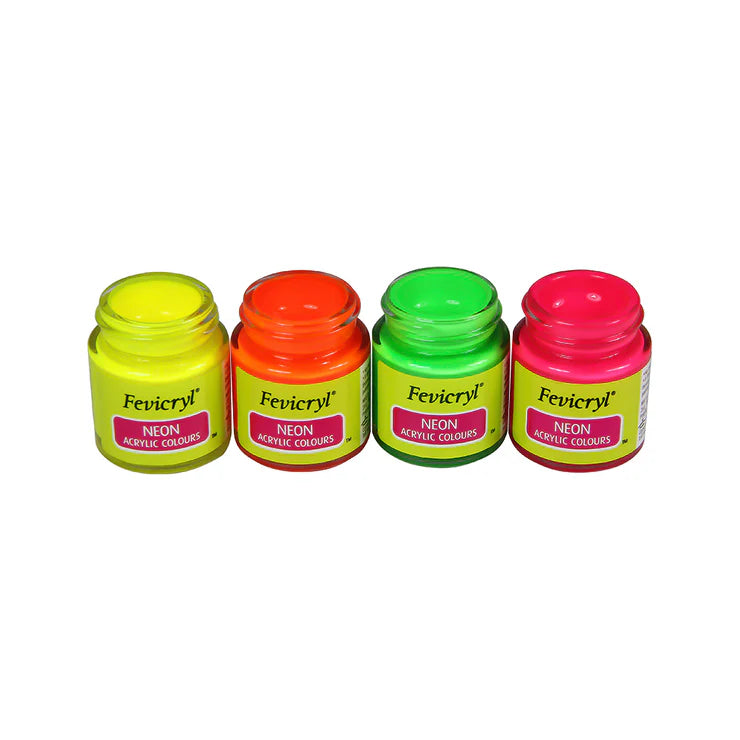 Pidilite Fevicryl Neon Acrylic Colour Kit | 4 Shades | 15ml