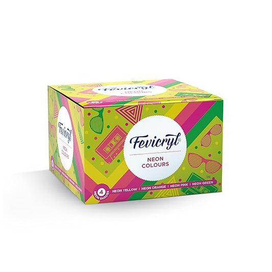 Pidilite Fevicryl Neon Acrylic Colour Kit | 4 Shades | 15ml