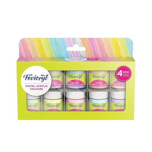 Fevicryl Acrylic Colours Pastel Kit | 10 Colours | 15 ml