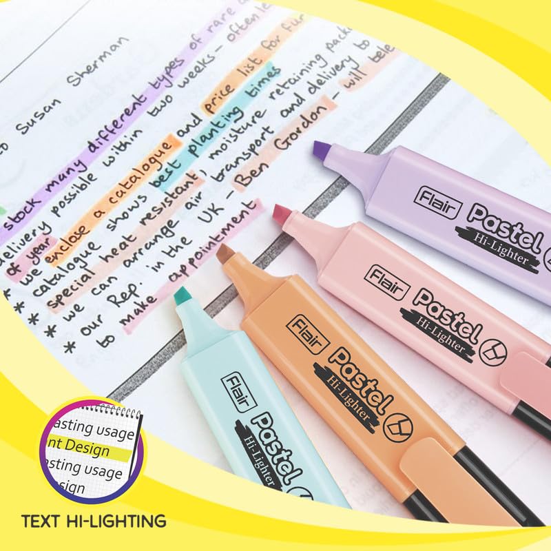 FLAIR Pastel Highlighter Set | 5 Smoothing Colors | Pack of 1