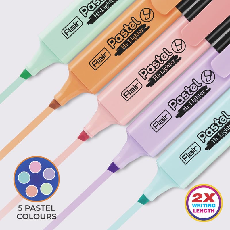 FLAIR Pastel Highlighter Set | 5 Smoothing Colors | Pack of 1