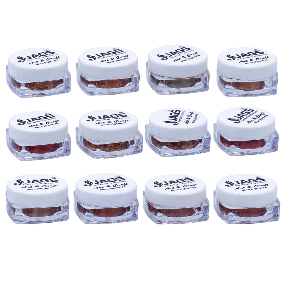 Jags Mica Powder Copper Shade 12 Pcs Set (12Gms)