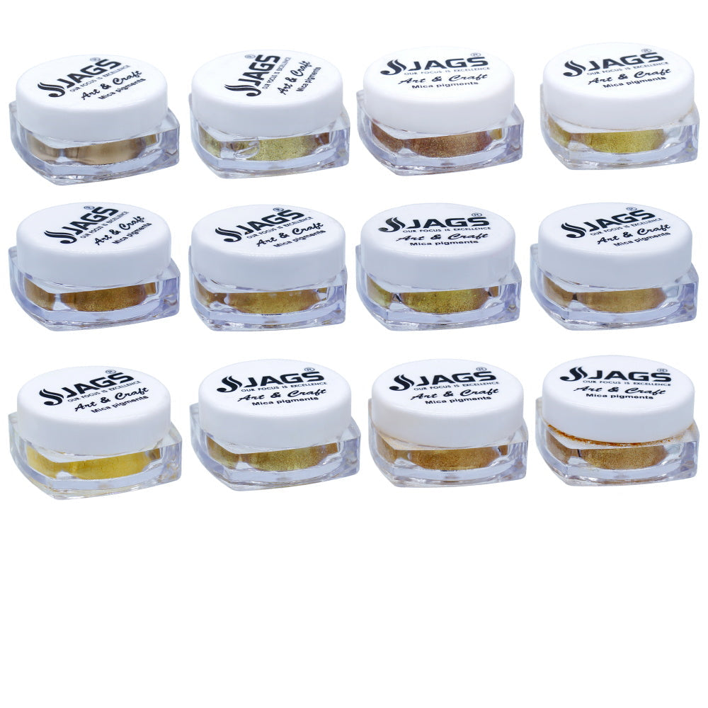 Jags Mica Powder Gold Shade 12 Pcs Set (12Gms)