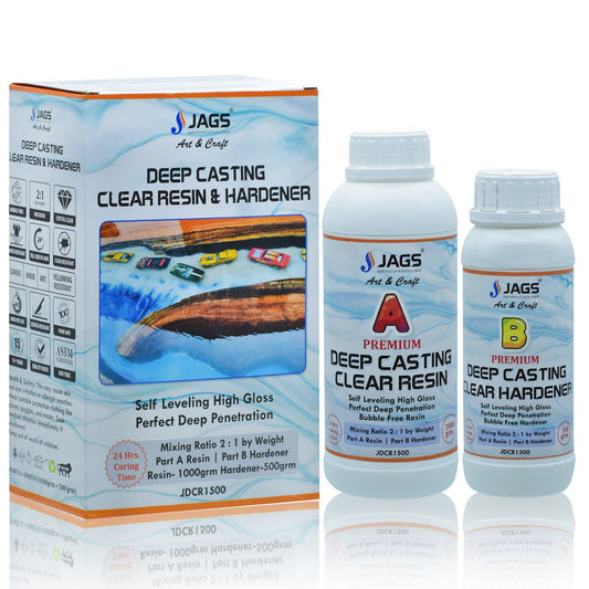 Jags Deep Casting Resin Kit | Non-Toxic | 1000gm Resin | 500gm Hardener