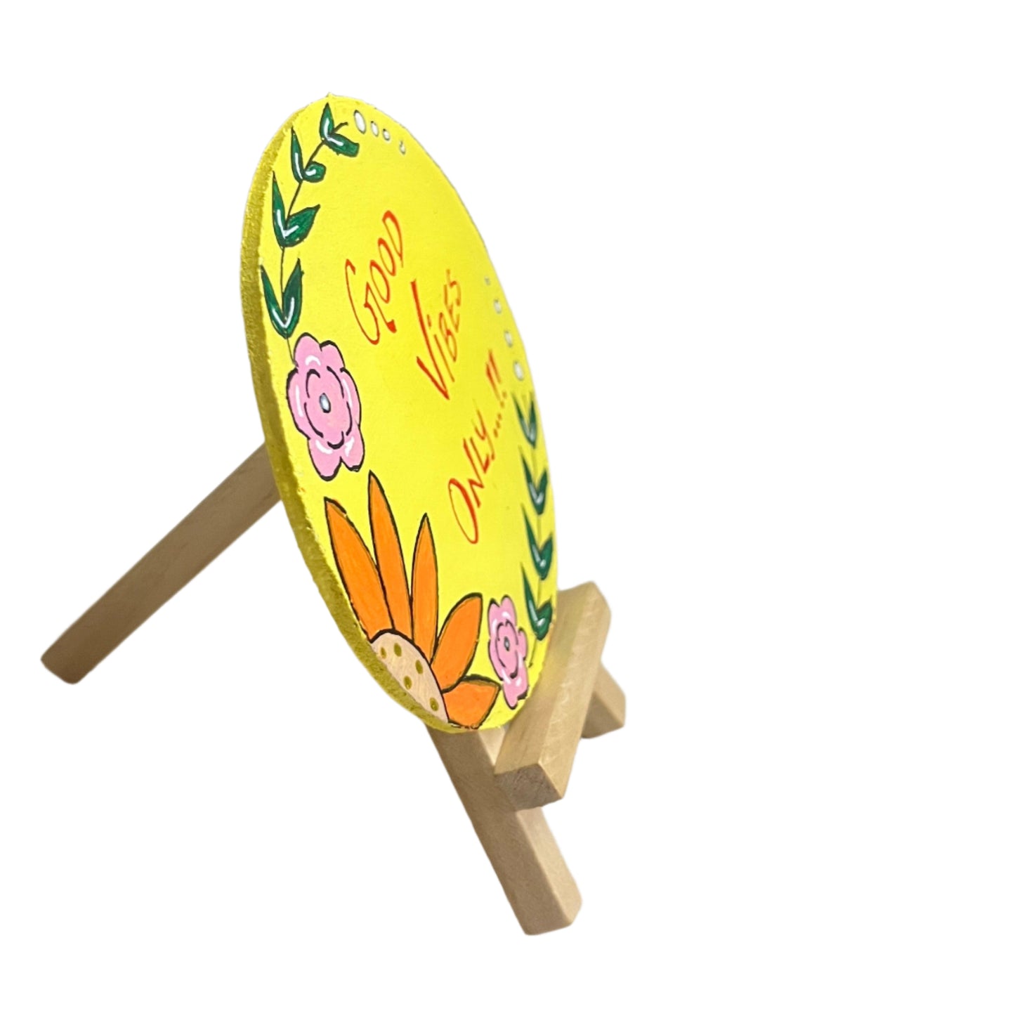 Round MDF Painting |Handmade Mini Painting with Easel