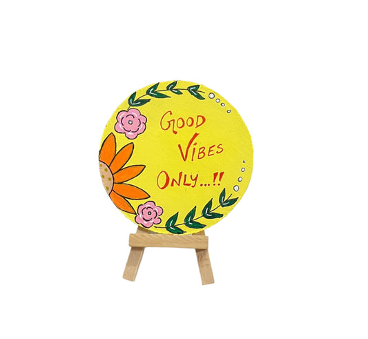 Round MDF Painting |Handmade Mini Painting with Easel
