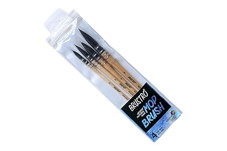 BRUSTRO MOP Brushes | Set of 4 | Ideal for Watercolour, Gouache Painting