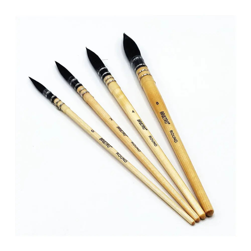 BRUSTRO MOP Brushes | Set of 4 | Ideal for Watercolour, Gouache Painting