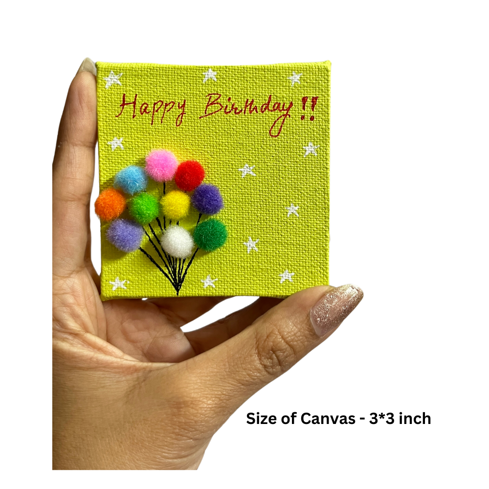 Mini Canvas Painting – "Happy Birthday"