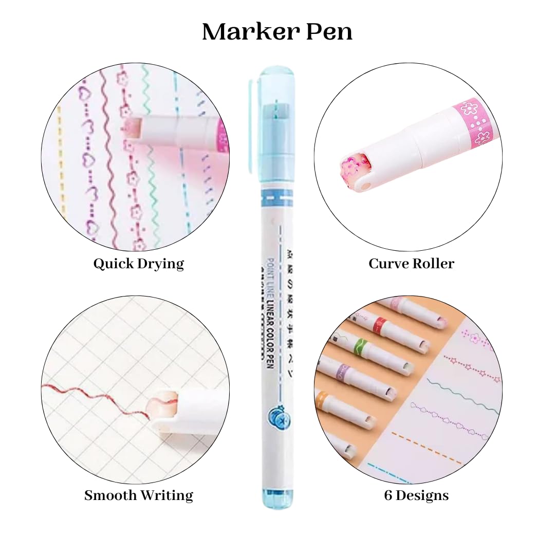 Outline Magic Border Pen | Pack of 6 | DOT LINEAR HIGHLIGHTER