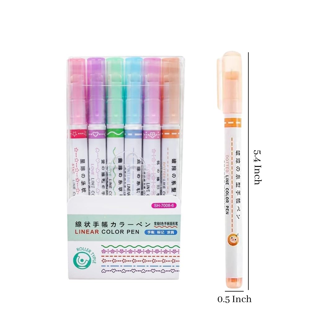 Outline Magic Border Pen | Pack of 6 | DOT LINEAR HIGHLIGHTER