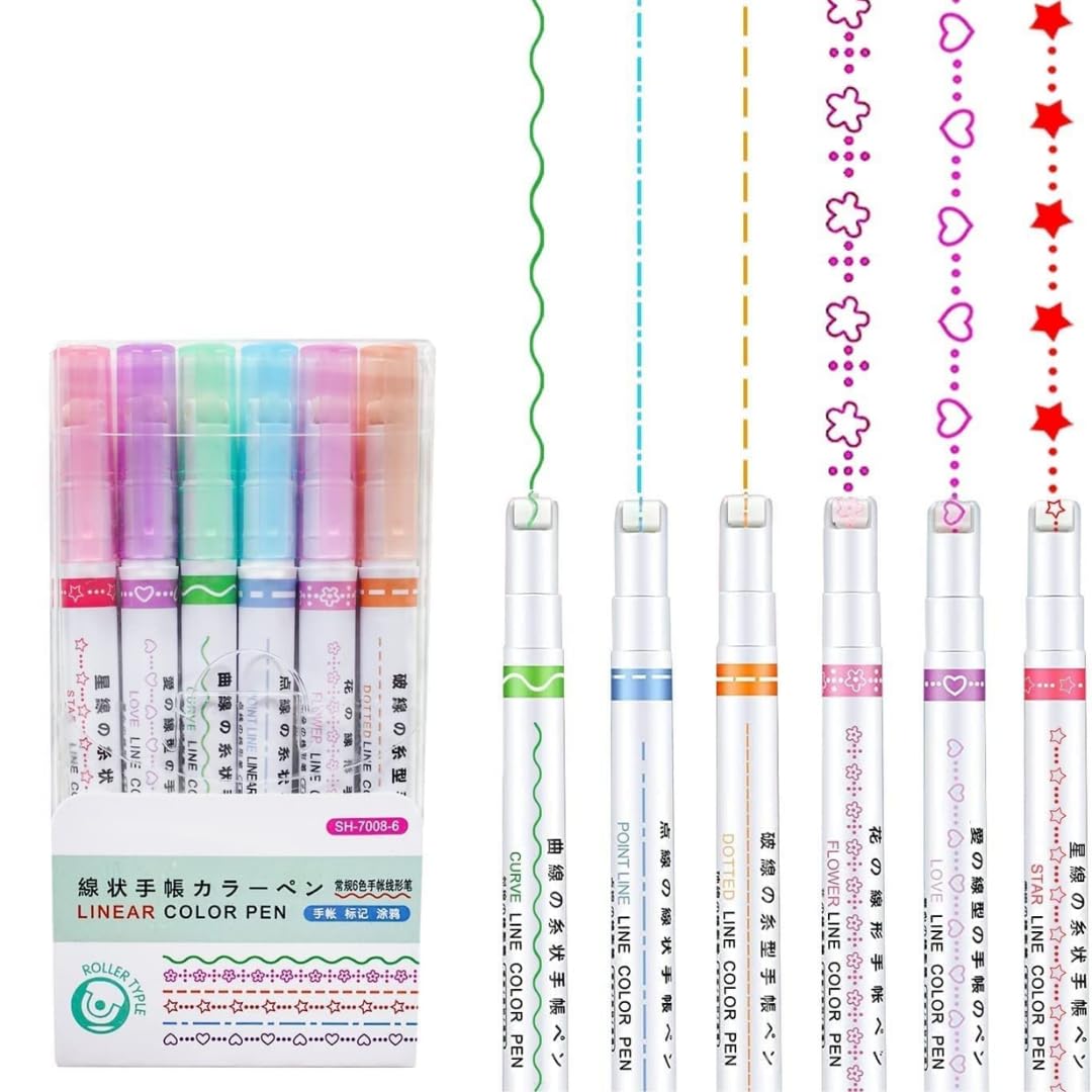 Outline Magic Border Pen | Pack of 6 | DOT LINEAR HIGHLIGHTER
