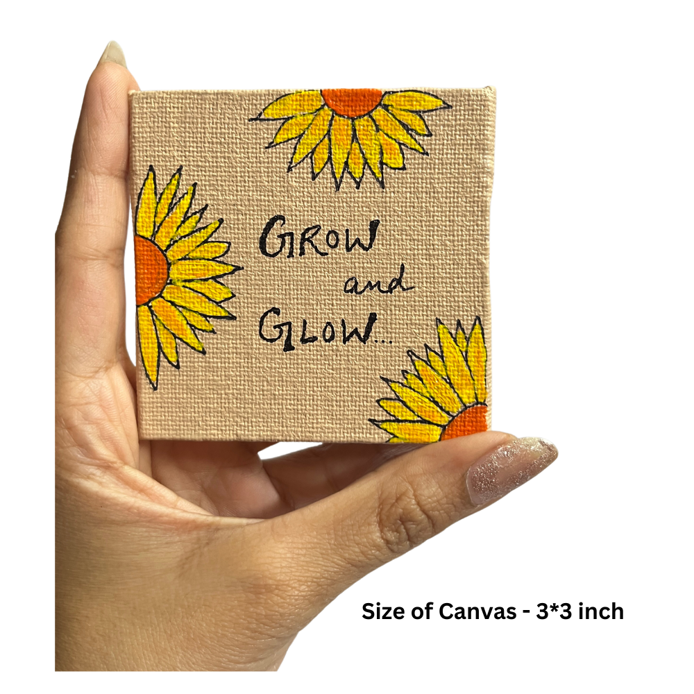 Mini Canvas Painting with Easel Stand - "Grow & Glow"