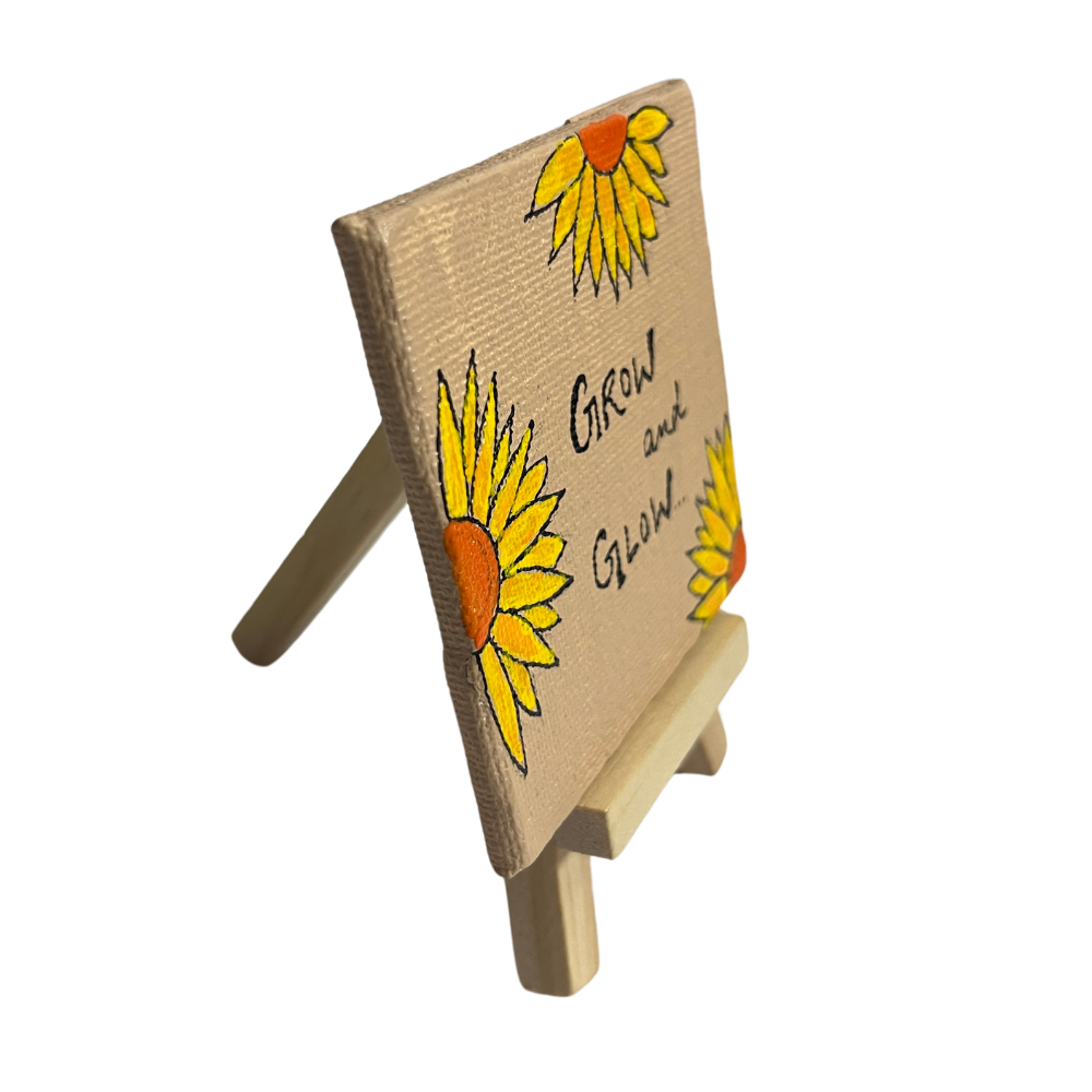 Mini Canvas Painting with Easel Stand - "Grow & Glow"