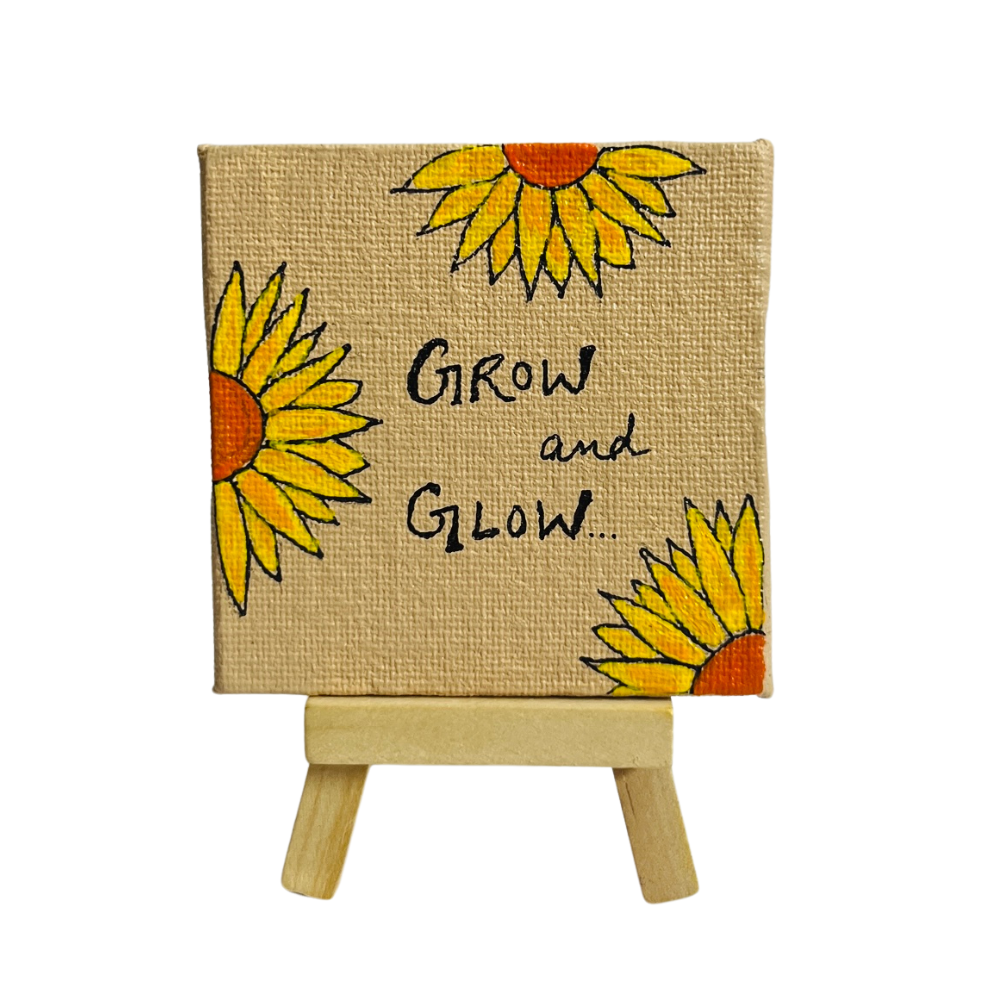 Mini Canvas Painting with Easel Stand - "Grow & Glow"