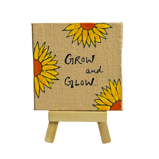 Mini Canvas Painting with Easel Stand - "Grow & Glow"