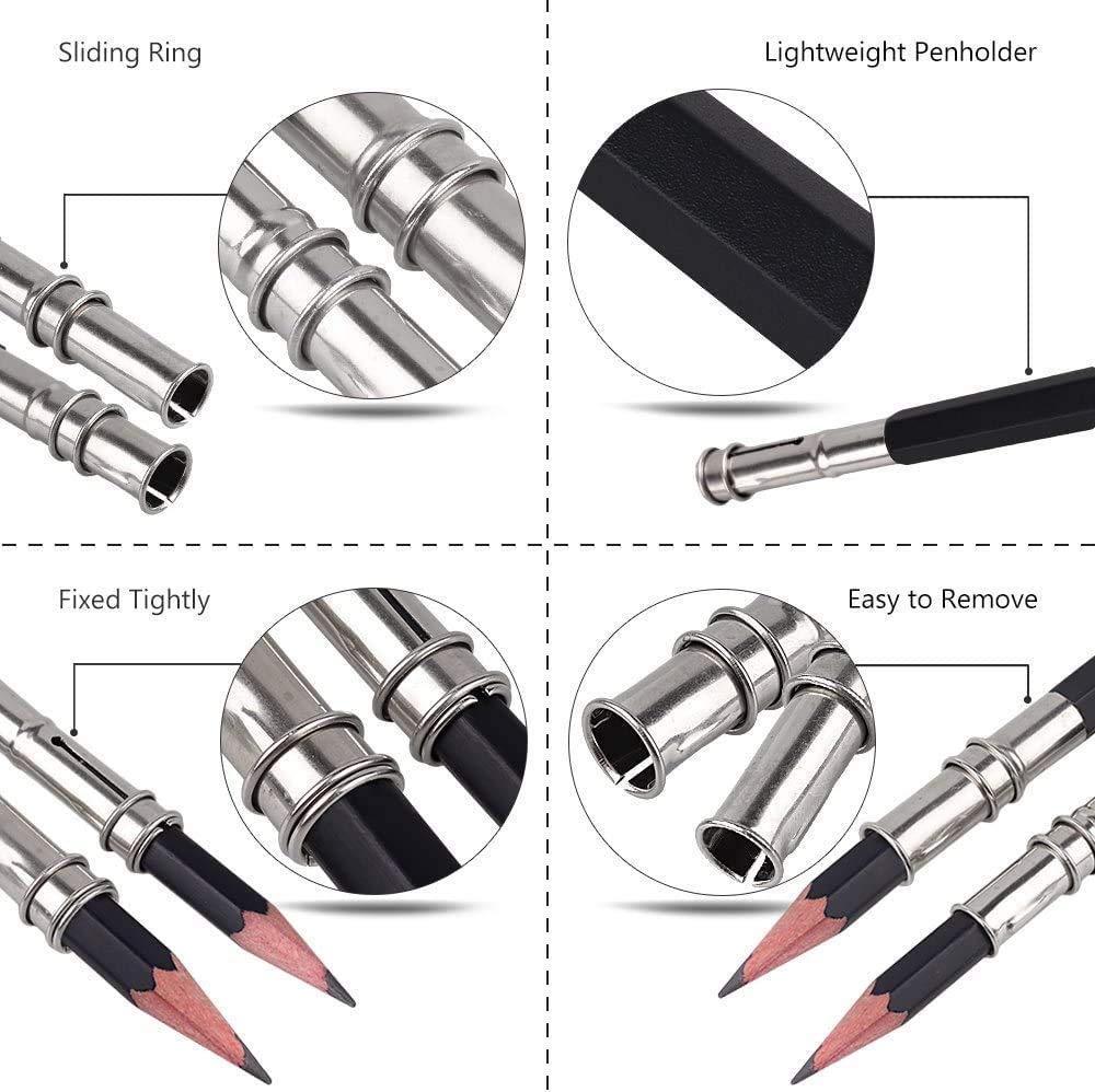 Pencil Extender/Lengthener With Metal Heads| Pack Of 1 | Adjustable Handy Pencil Holder