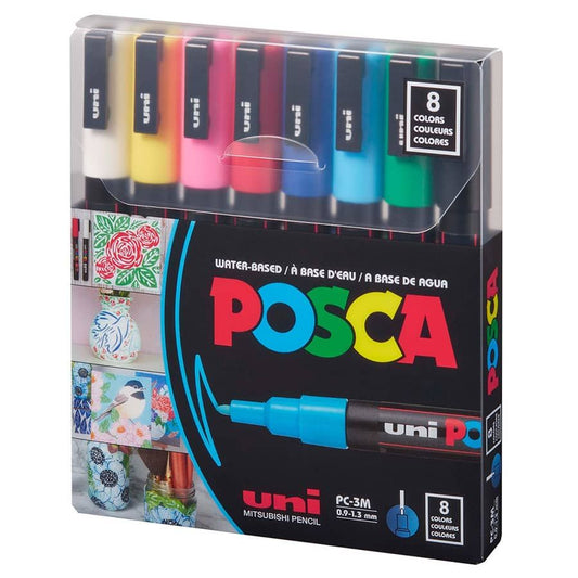 Uni-ball Posca Marker Set | 8 Shades | 3M 0.9-1.3mm Bullet Shaped