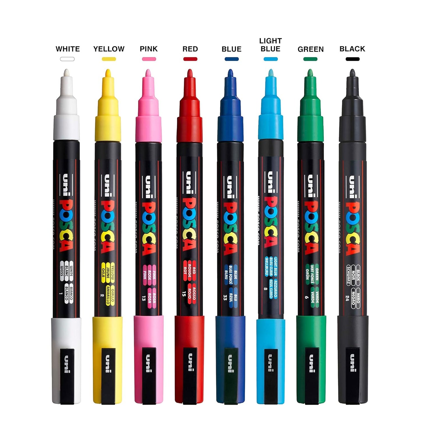Uni-ball Posca Marker Set | 8 Shades | 3M 0.9-1.3mm Bullet Shaped