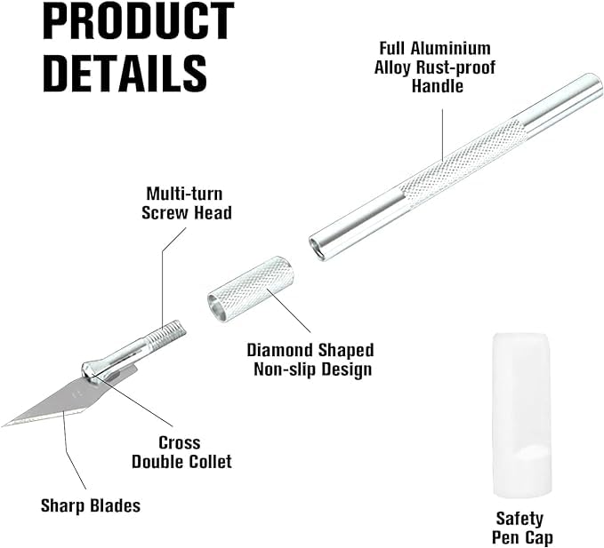 Precision Pen Knife with 5 Interchangeable Sharp Blades |For Carving and Mat Cutting