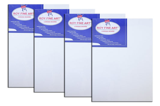 Roy Fine Art Canvas Board | 12*16 Inch |  4MM Board Backing | Single Piece White