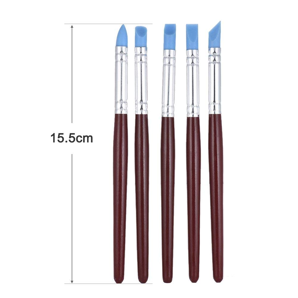 Rubber Tip Paint Brushes Set | Set of 5 | Sculpture, Pottery, Color Shaping, Blending, Modeling etc