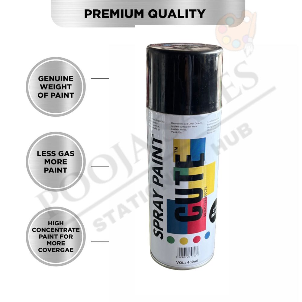Spray Paint | Black | DIY, Quick Drying with Gloss Finish | 400ml