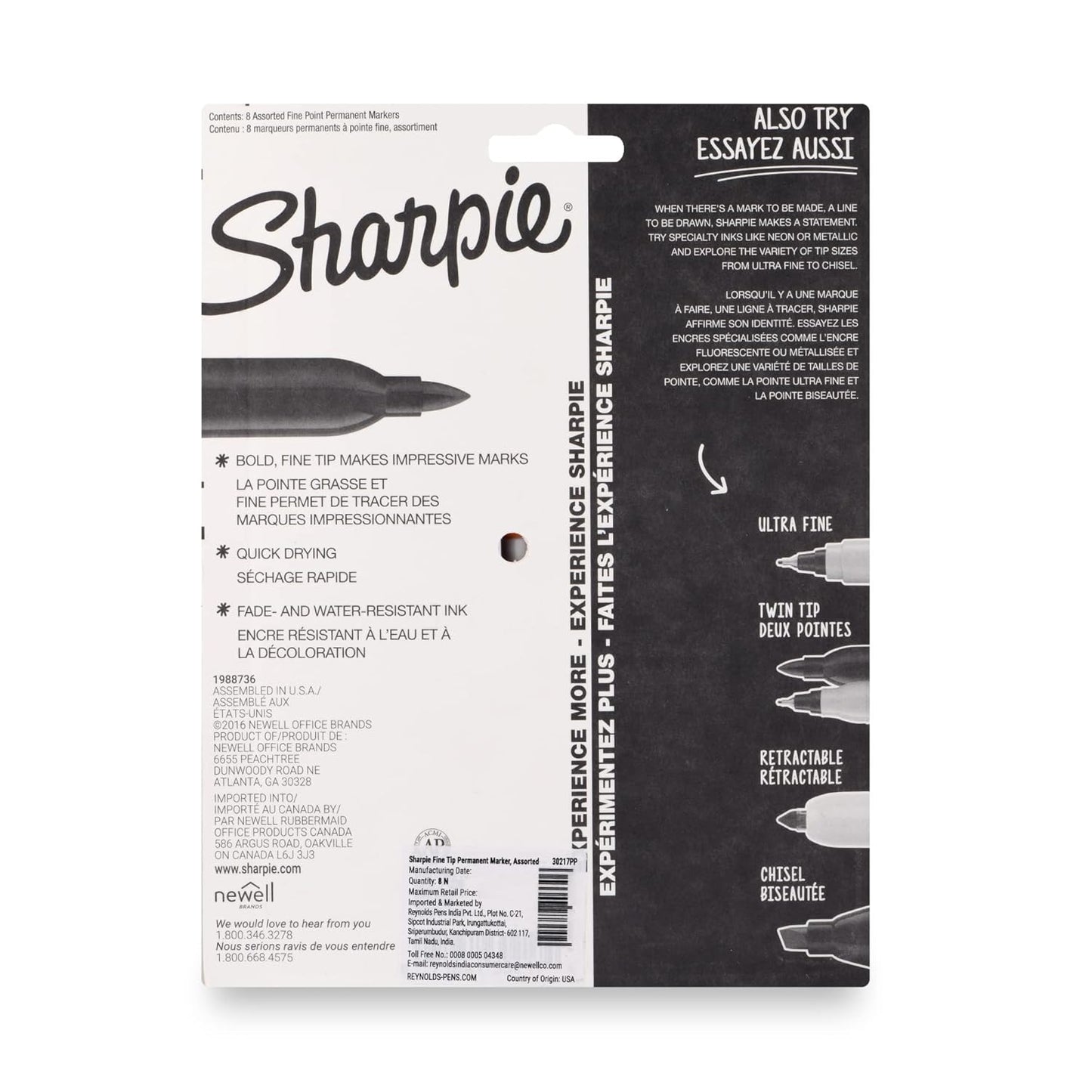 SHARPIE Assorted Permanent Marker Set | Fine Tip | Pack of 8